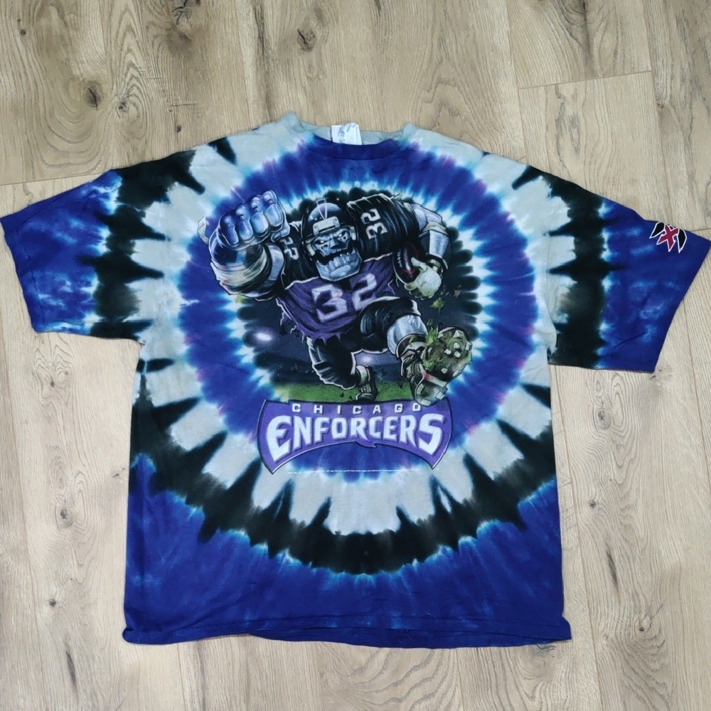 Vintage Liquid Blue XFL Chicago Enforcers Tie-Dye T-Shirt XL